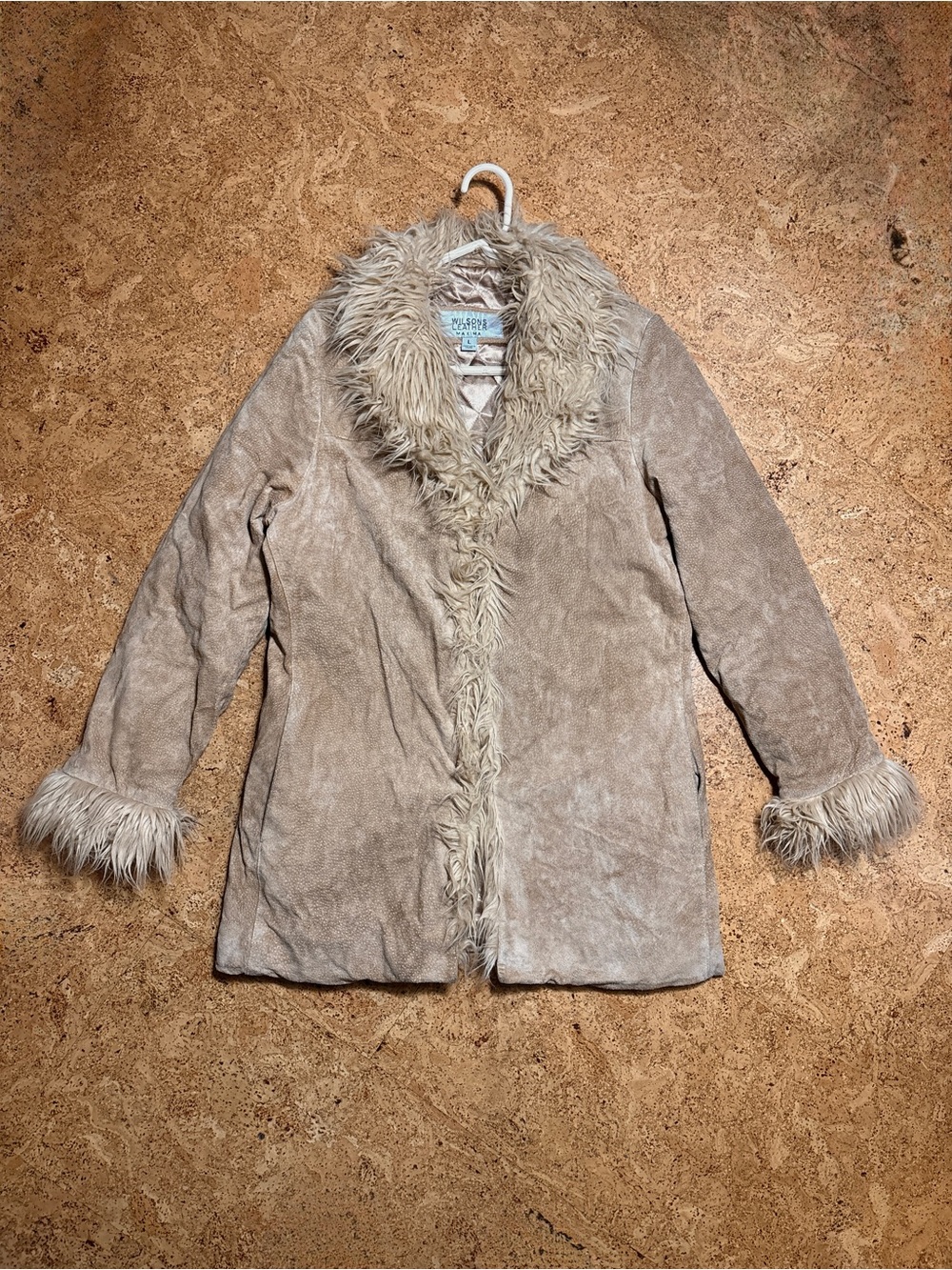 Wilsons Leather Maxima Vintage Y2K Suede Penny Lane Coat Faux Fur Trim Sz L - Picture 5 of 16
